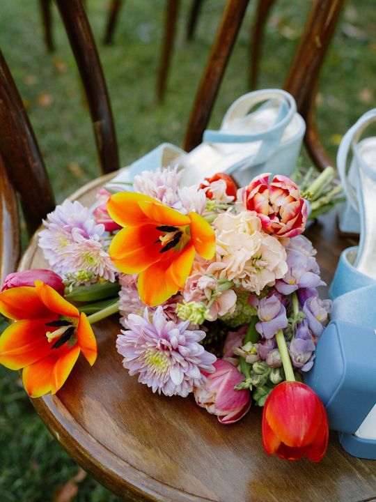 The Posy Yard - flowers on chair